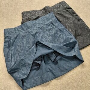 Lot of 2: Orvis Floral Black & Geometric Blue Skort Womens SMALL Active Skirt